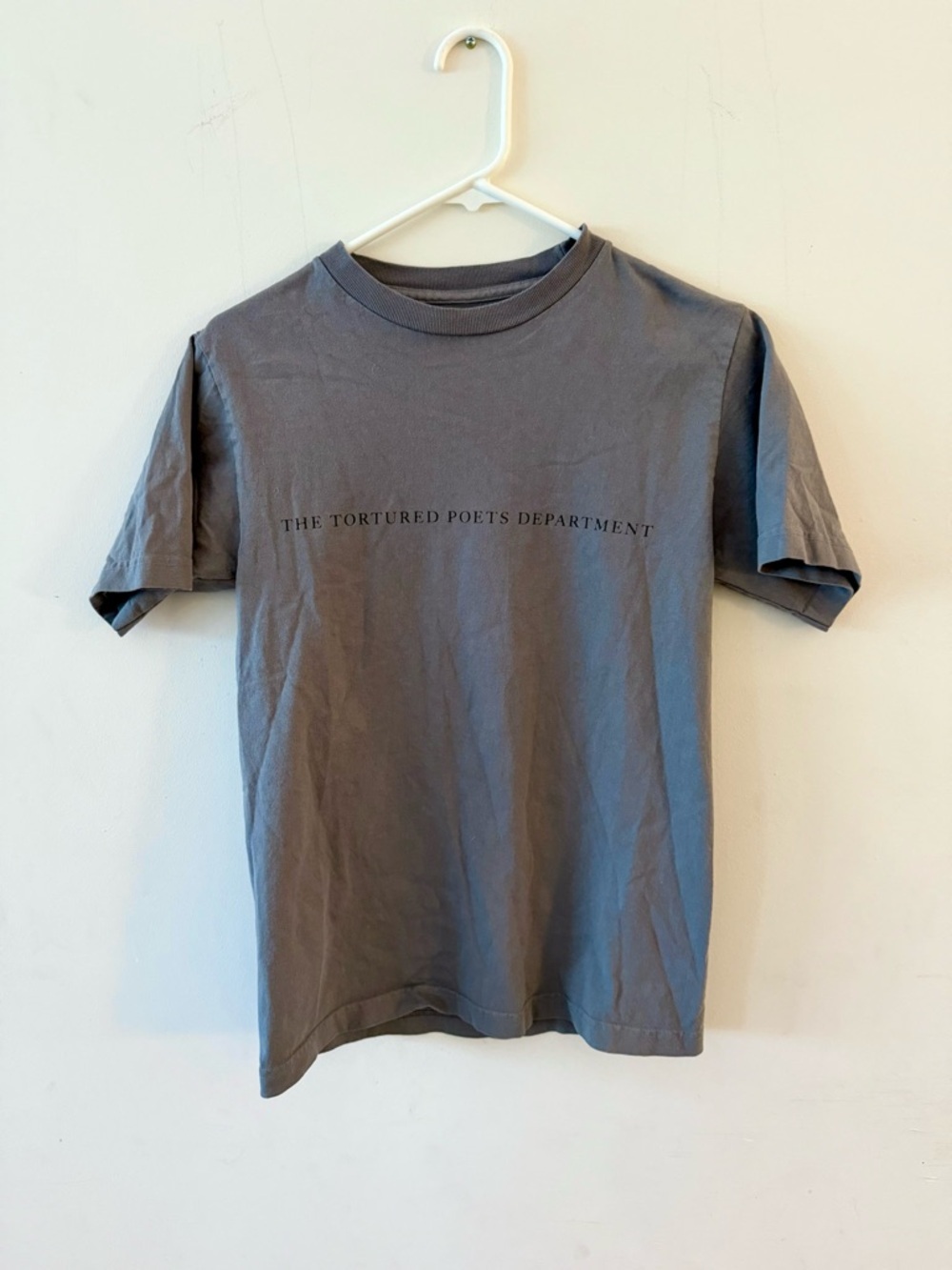 Taylor Swift Light Gray 'The Tortured Poets Department' Printed Label Tee, Small